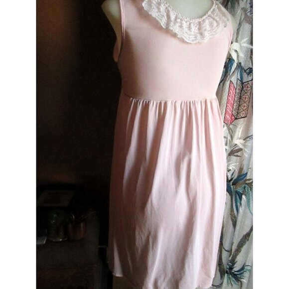 Vintage Womens Half Slip Medium 60's Lacey Bodice Rose Pink Half-Slip Nighty - Picture 4 of 5